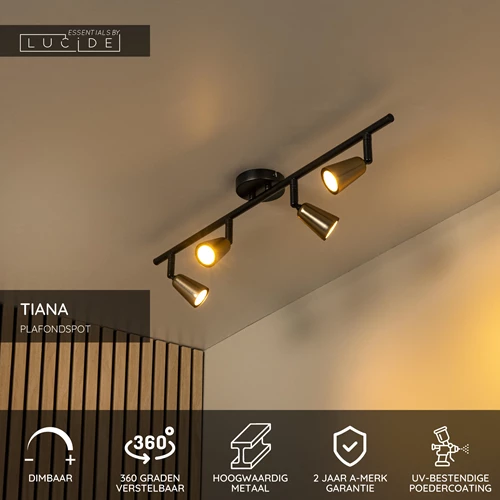 Lucide TIANA - Plafondspot - 4xGU10 - Champagne kleur | Essential - USP